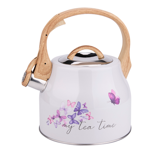 Dorsch 2.5L Stainless Steel Whistling Kettle With Ergonomic Handle - Flower-White
