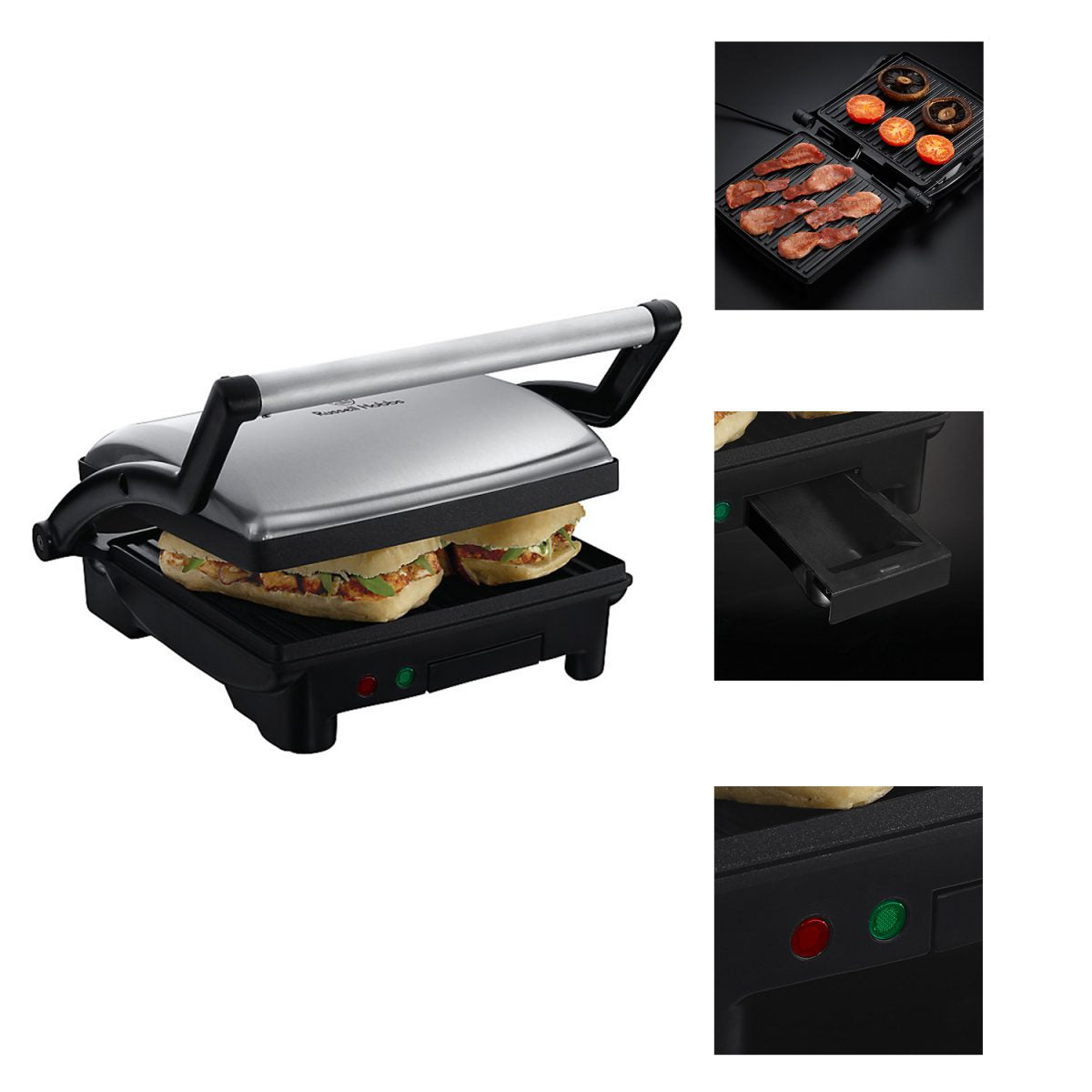 Russell Hobbs Cook@Home 3-in-1 Panini Maker Grill & Griddle Non-Stick 1800W