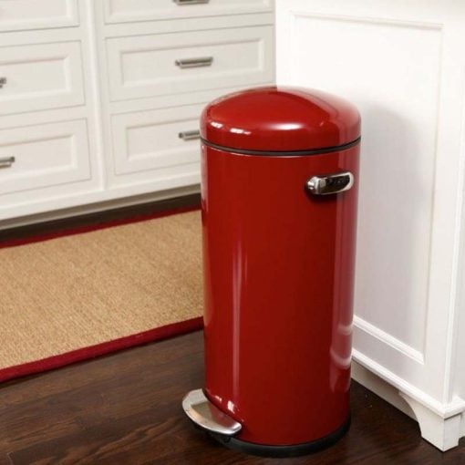 SimpleHuman Round Retro Pedal Bin CW1294 4.5L Red Steel Trash Can