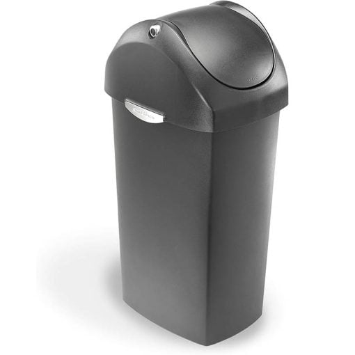 SimpleHuman Swing Lid Bin CW1335 60L Grey Plastic High Capacity Trash Can