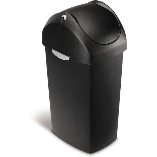 SimpleHuman Swing Lid Bin CW1336 40L Black Plastic Mid Capacity Trash Can