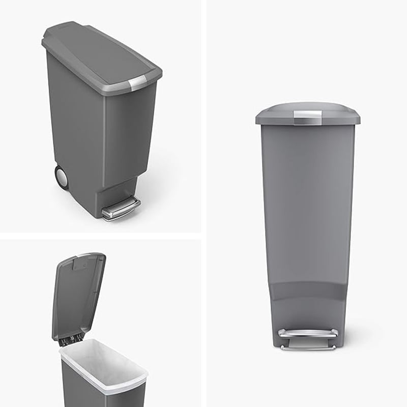 SimpleHuman CW1363 Slim Pedal Bin Plastic 40L Grey