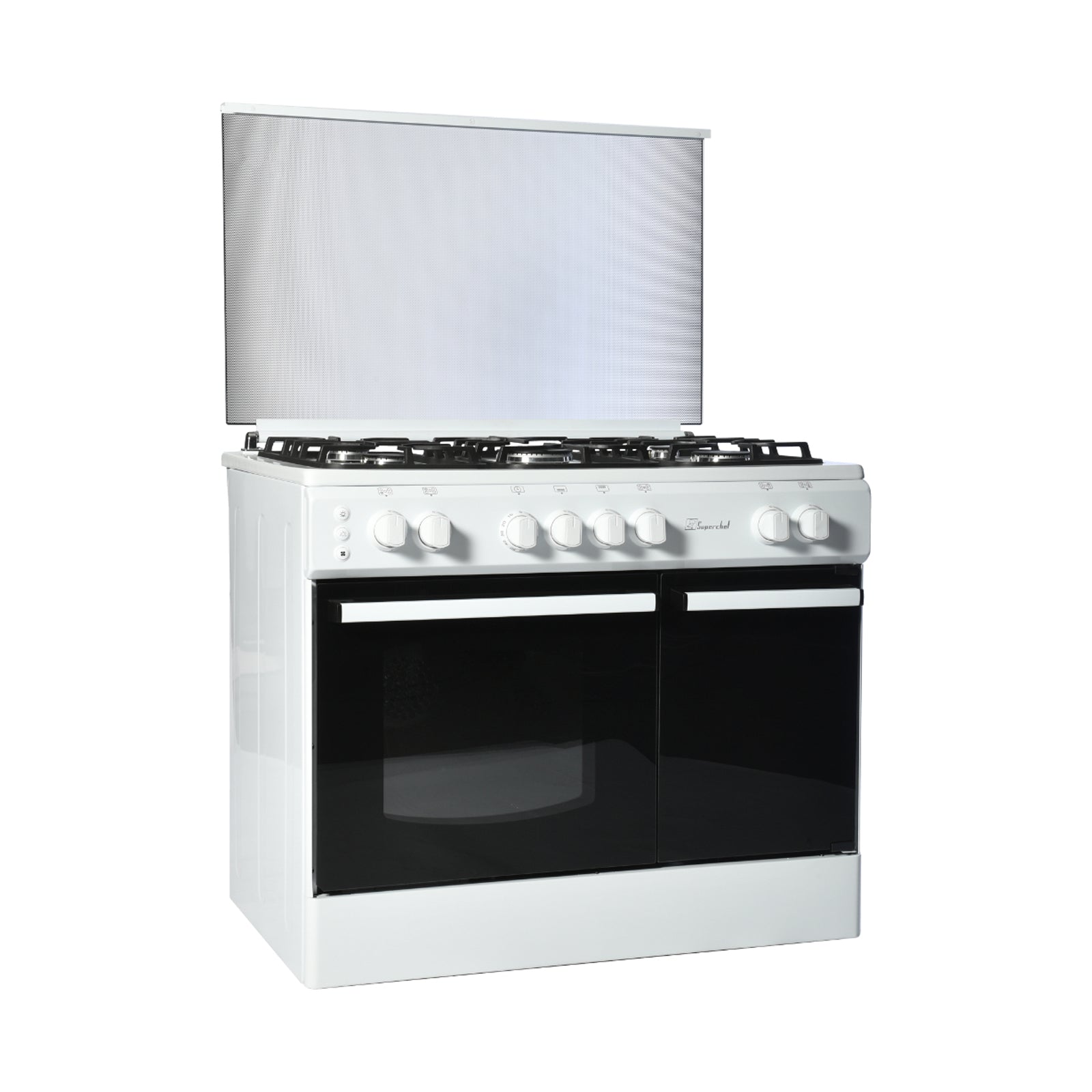 Super Chef Cooker Bottle 90Cm 5 Gas Burners+Turbo Fan White