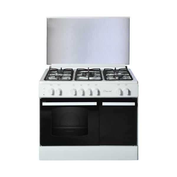 Super Chef Cooker Bottle 90Cm 5 Gas Burners+Turbo Fan White