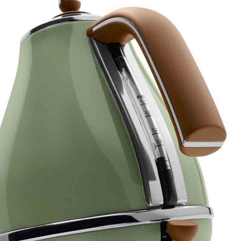De'Longhi Icona Vintage Kettle 1.7L Cordless 3-Level Safety Olive Green KBOV