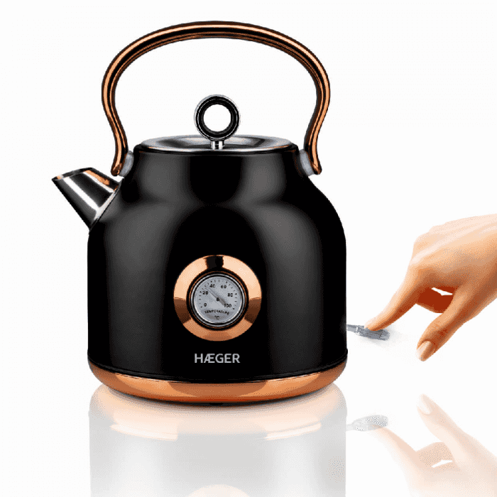 Haeger Digital Kettle 2200W Temperature Display 360 Rotating Base Cordless BK