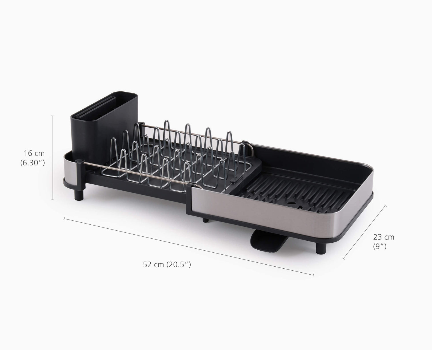 Joseph Joseph Extend Slim Steel Expandable Dish Drainer Grey Knife Slot