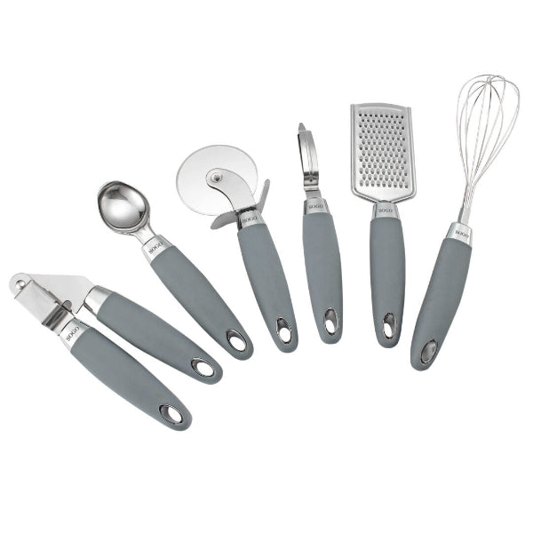 Sogo 6-Piece Stainless Steel Kitchen Utensil Set Pizza Cutter Peeler Whisk