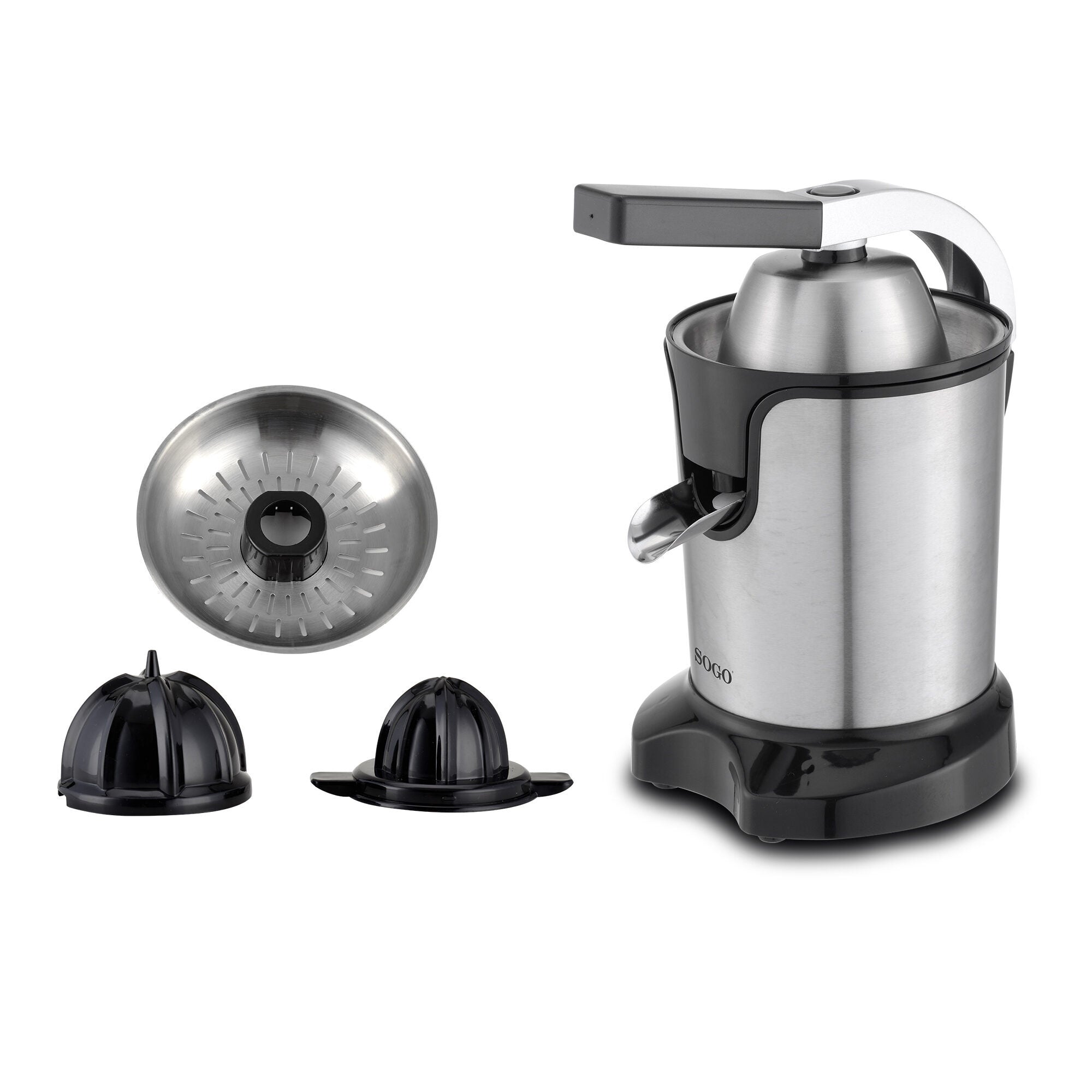 Sogo SS-5195 Professional Citrus Juicer - High Power 600W - Stainless Steel with Press Handle