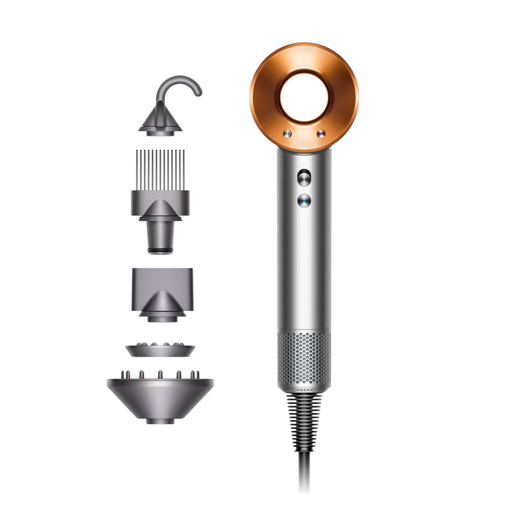Dyson Supersonic Bright Nickel/Bright Copper + Free Stand