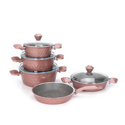 Falez Granitec Biodiamond 9-Piece Cookware Set (Rose Gold)