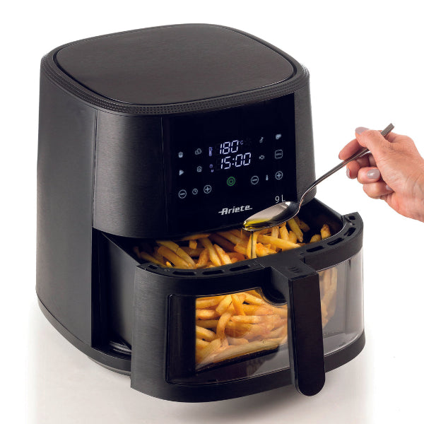 Ariete 9L Air Fryer 1500W XXL Single Basket Large Viewing Window Black 4630/01