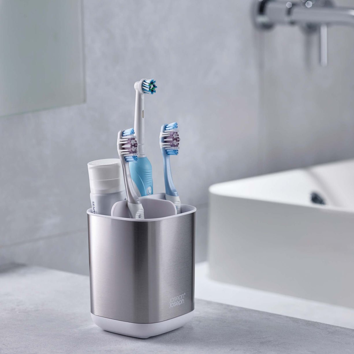 Joseph Joseph Easystore Stainless-Steel Toothbrush Holder