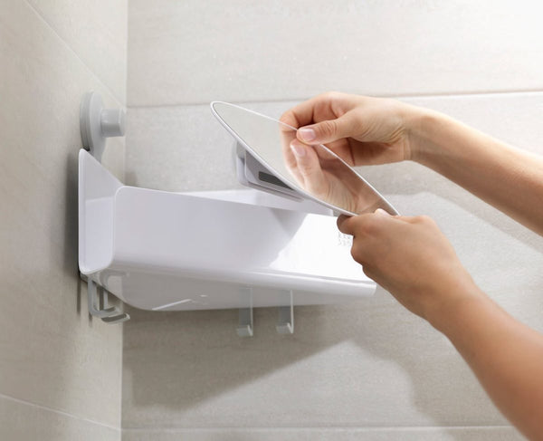 Joseph Joseph Easystore White Corner Shower Shelf With Removable Mirror