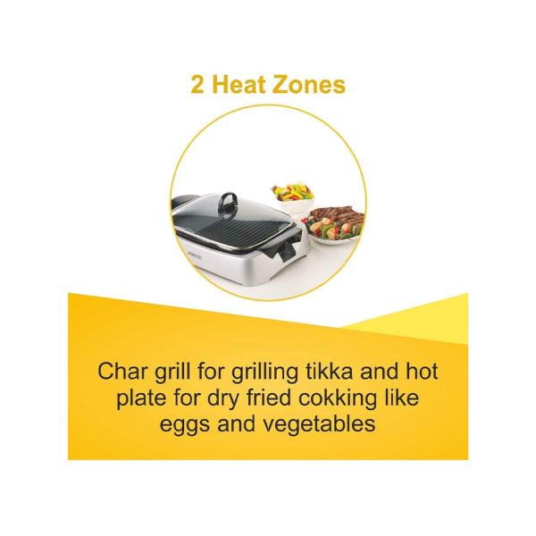 Kenwood Health Grill 2000W Non-Stick Plates Drip Tray Adjustable Hinge Silver