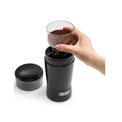 DeLonghi Coffee Grinder KG200 Blade Mechanism PushToGrind CleaningBrush