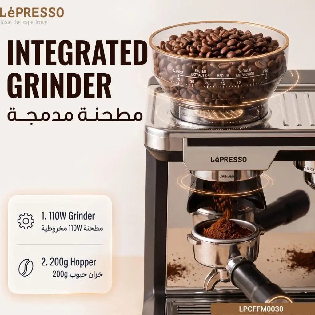 Lepresso Dual Boiler Espresso Machine with Grinder – 19 Bar, 2.8L