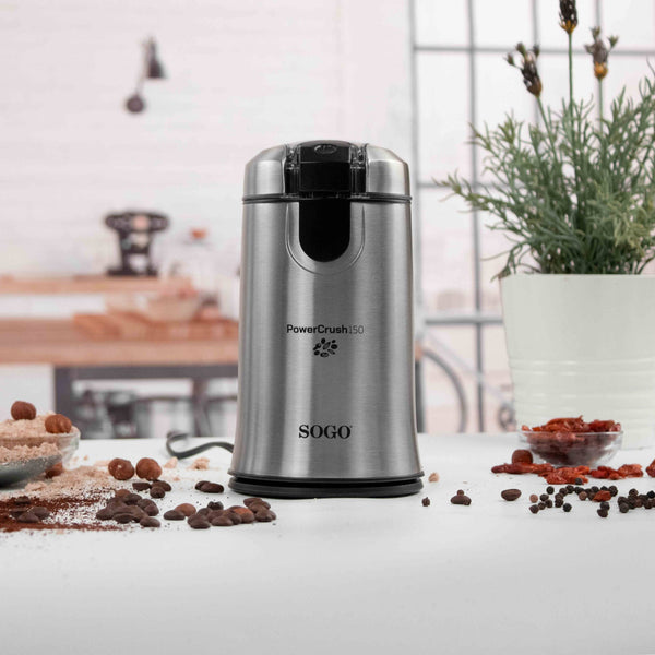 Sogo SS-5234 Electric Coffee and Spice Grinder - 150W - Stainless Steel Body & Blades