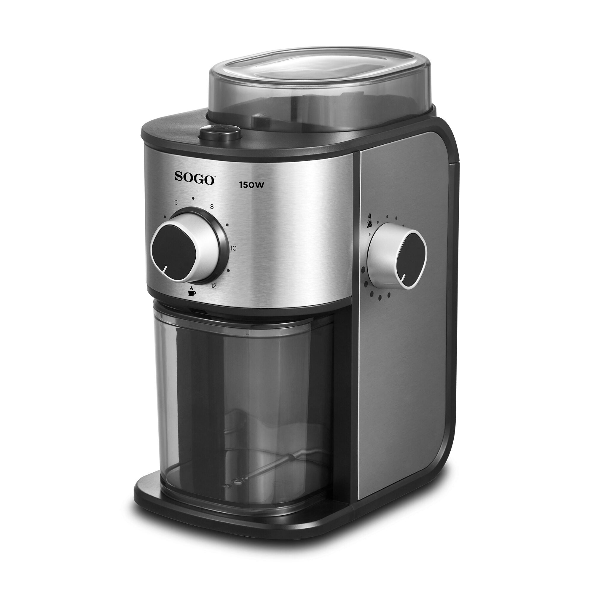 Sogo SS-5236 Professional Burr Coffee Grinder - 150W - 14 Grind Levels - Stainless Steel