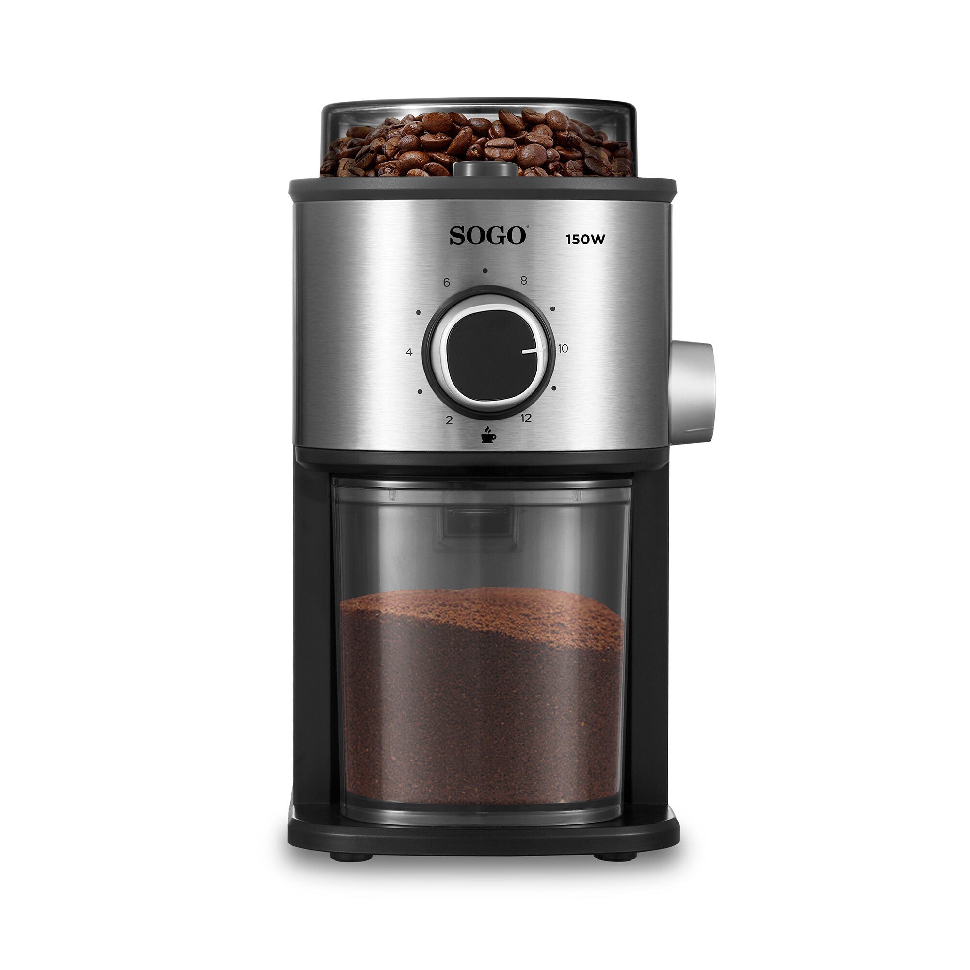 Sogo SS-5236 Professional Burr Coffee Grinder - 150W - 14 Grind Levels - Stainless Steel