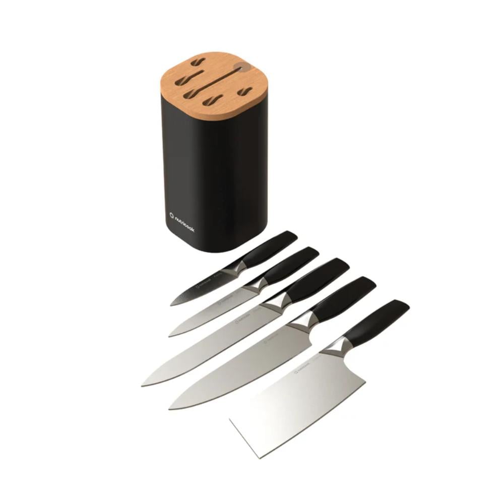 Nutricook Everyday Knife Set NC-KB150BK 6pc Self Sharpening Block Holder Bin