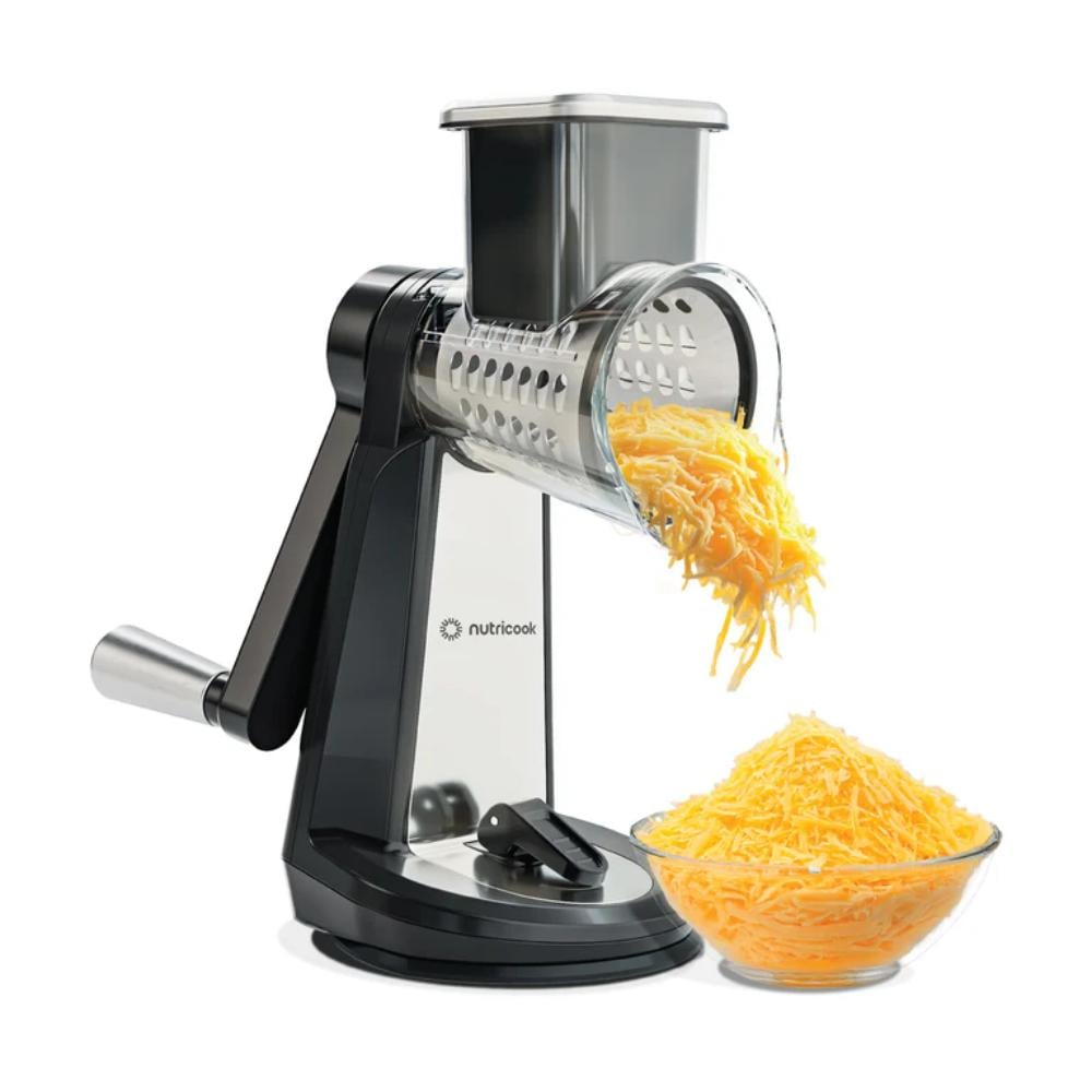 Nutricook Rotary Grater NC-RG150 3 in 1 Manual Mandoline Salad Slicer Bin