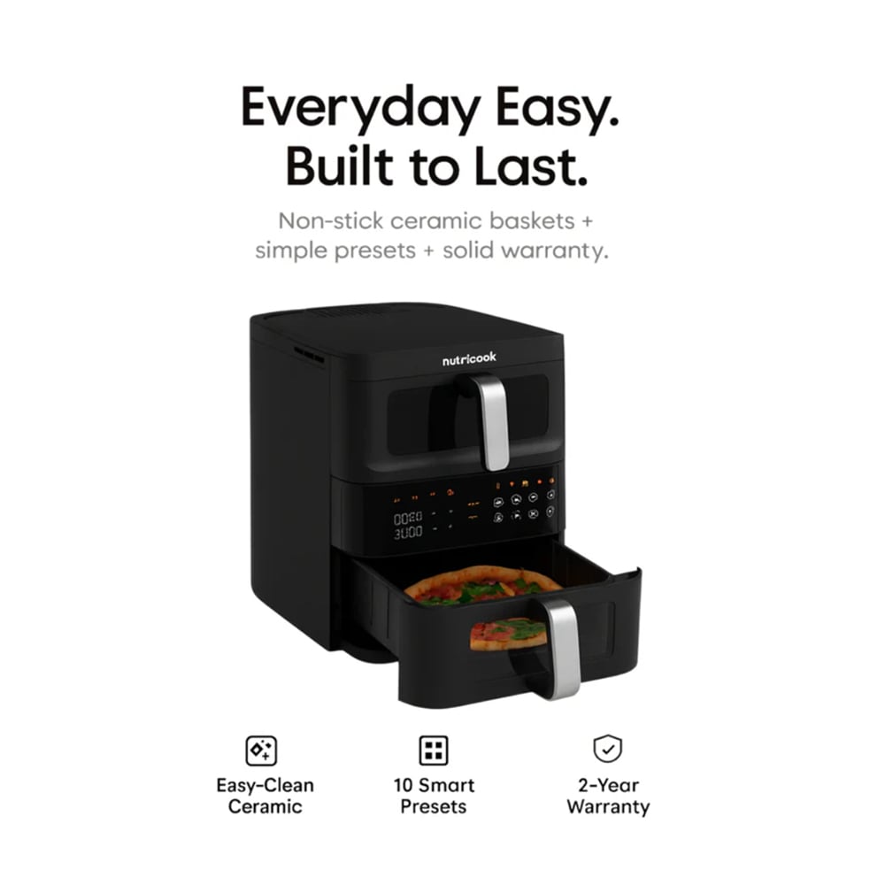 Nutricook Air Fryer NCK-AFDS240 2500W 10L DuoStack Clear Vision Baker Bin