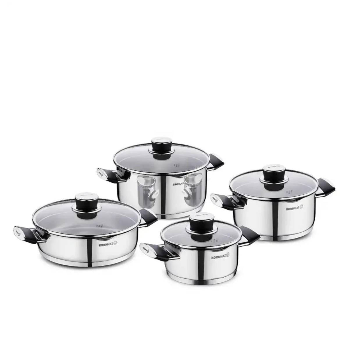 Korkmaz Pera 8-Piece Stainless Steel Cookware Set – A2087