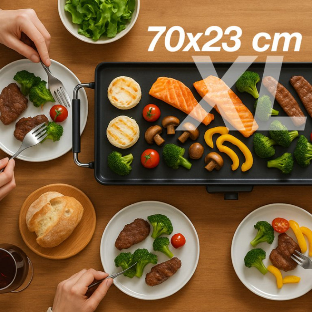 Beper Electric Teppanyaki Grill Plate XL 70x23cm, Non-Stick Grill With