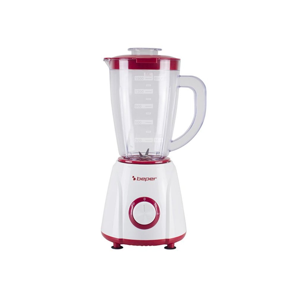 Beper Blender 1.5L Plastic, 4 Stainless Steel Blades, 2 Speeds, And Pulse