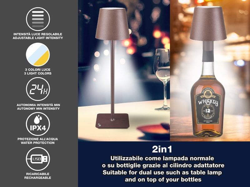 Beper Rechargeable 2IN1 Cristal Corten Table Lamp