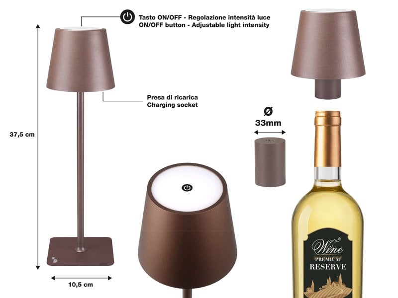 Beper Rechargeable 2IN1 Cristal Corten Table Lamp