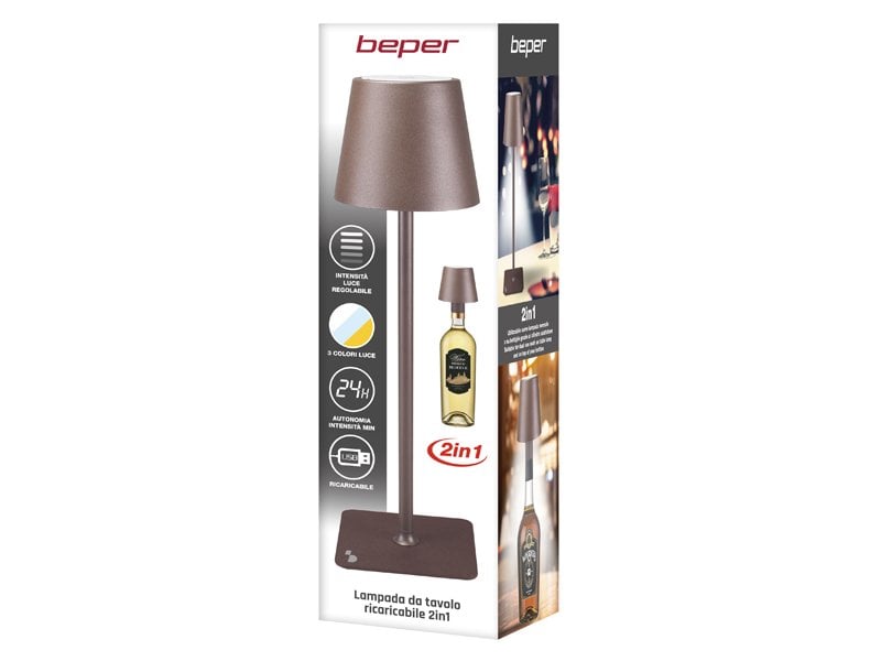 Beper Rechargeable 2IN1 Cristal Corten Table Lamp – Buy in Lebanon