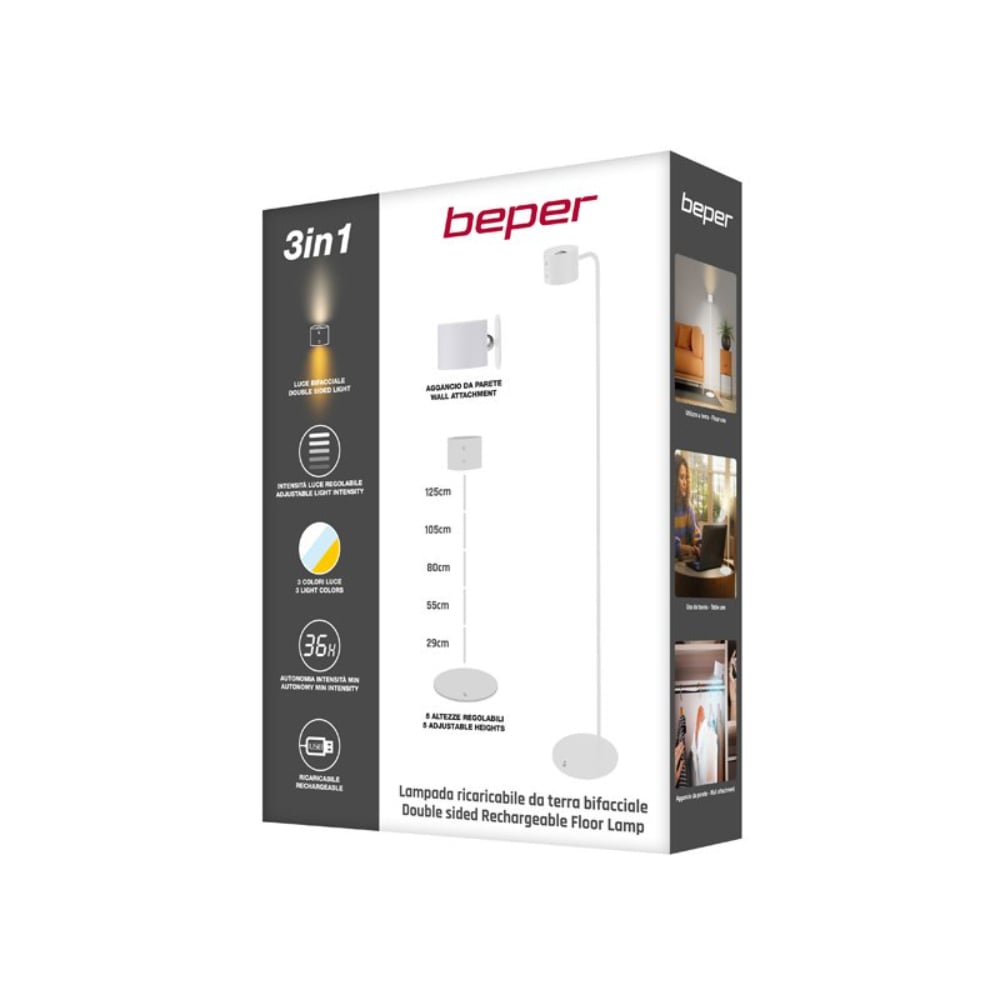 Beper Floor And Table Rechargeable Lamp, Height Adjustable, Wall – Buy in Lebanon