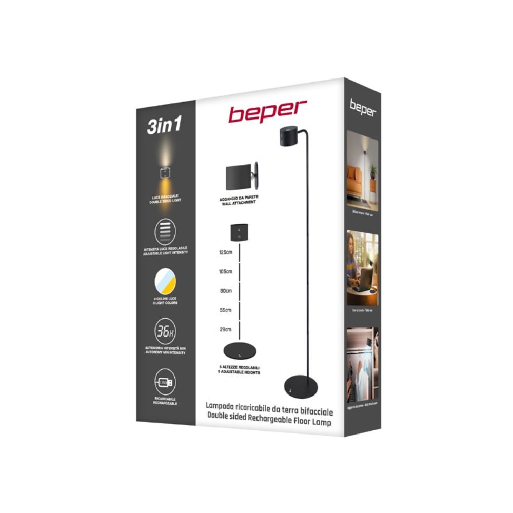 Beper Lumi Rechargeable Lamp, Floor And Table Lamp, Height-Adjustable, – Buy in Lebanon