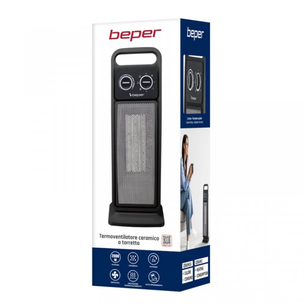 Beper Ceramic Tower Fan Heater 2000W, 2 Power Settings, Safe With Auto – Buy in Lebanon