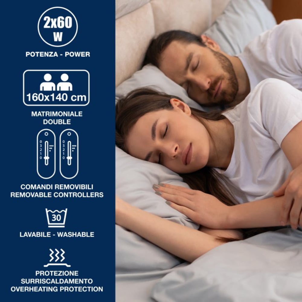 Beper Blanket Double Underbed 2 Zones With Independent Control, 3 Temp,