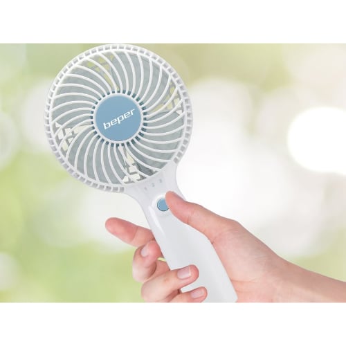 Beper Mini Rechargeable Portable Fan, 3 Speeds, Silent, White, BEP-
