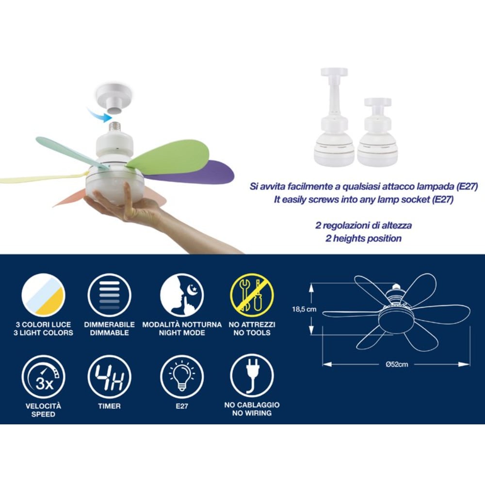 Beper Ceiling Fan, 40W, Lighting And Ventilation With Interchangeable