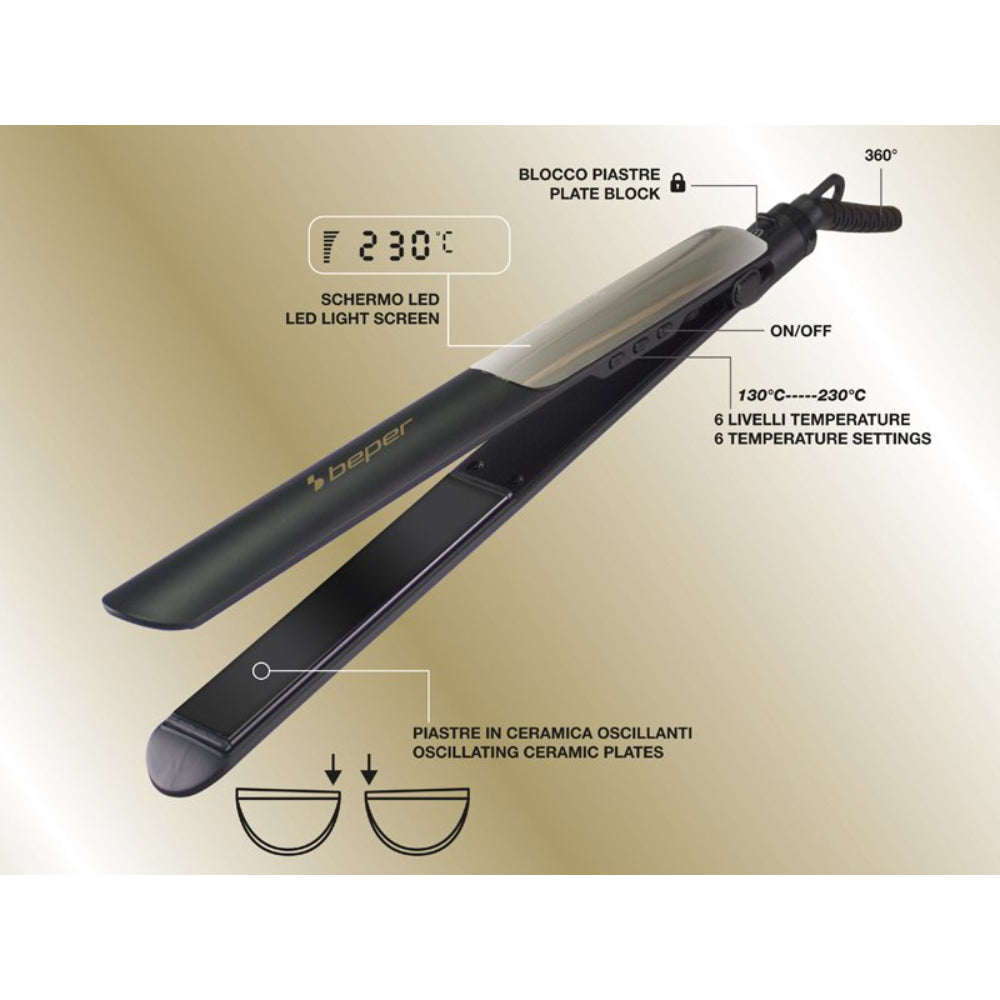 Beper Ceramic Hair Straightener, Straightener With 6 Temperature Levels,