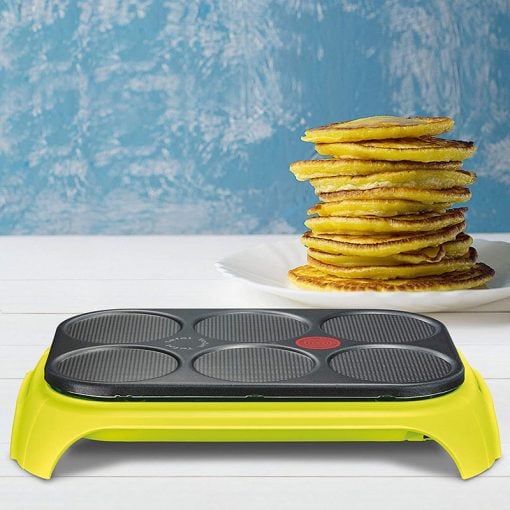 Tefal Crep Party, Yellow base - 1000W - 6 Spots (12cm)non-stick