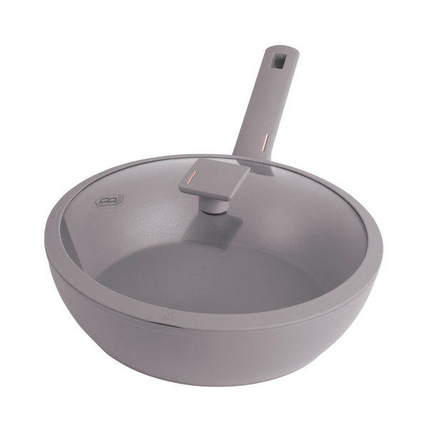 Berlinger Haus 28cm Wok Pan With Lid Taupe TitanPro Non-Stick Induction Base