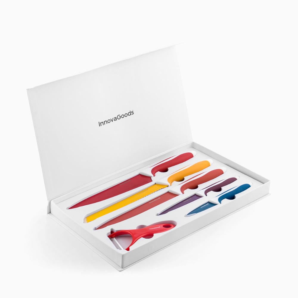 InnovaGoods Set Of Ceramic Coated Knives With Peeler Knoolvs 6 Pieces