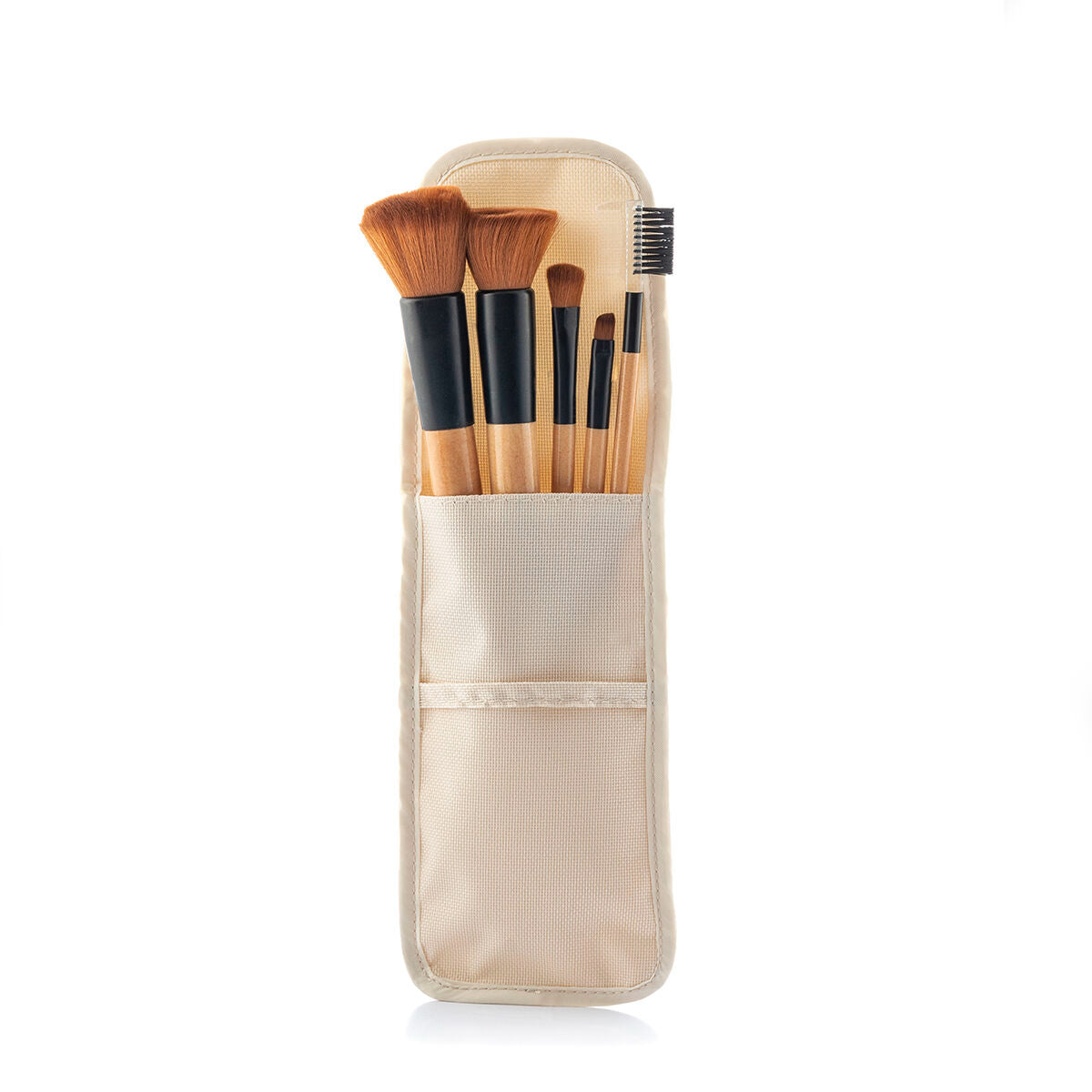 InnovaGoods Set of Wooden Make-up Brushes with Carry Case Miset (5 units)