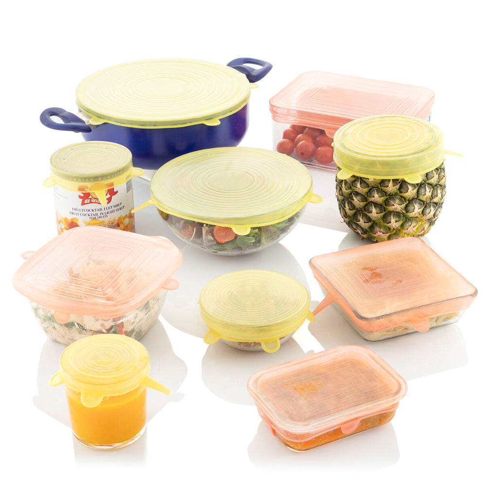 InnovaGoods Set Of 10 Reusable And Adjustable Kitchen Lids Lilyd