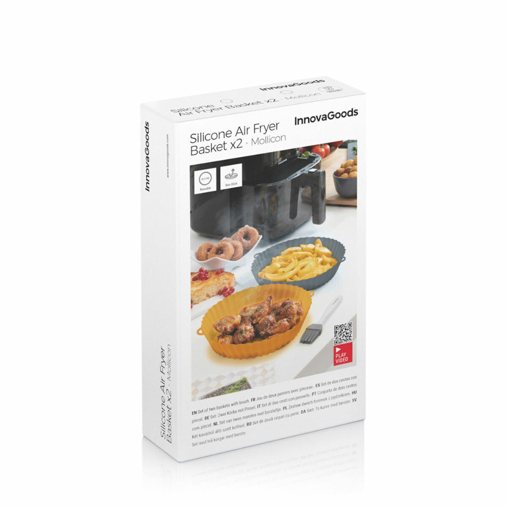InnovaGoods Silicone Baskets With Brush For Air Fryers Mollicon 2 Units Buy in Lebanon