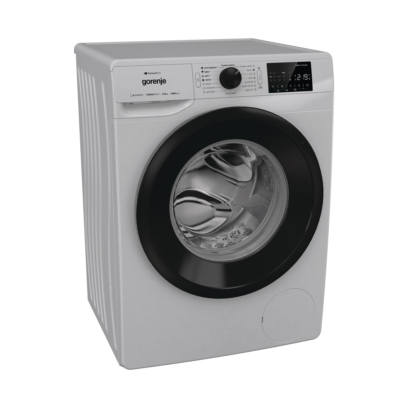 Gorenje Washer Front Load 8Kg 1200Rpm Inverter Steam Silver