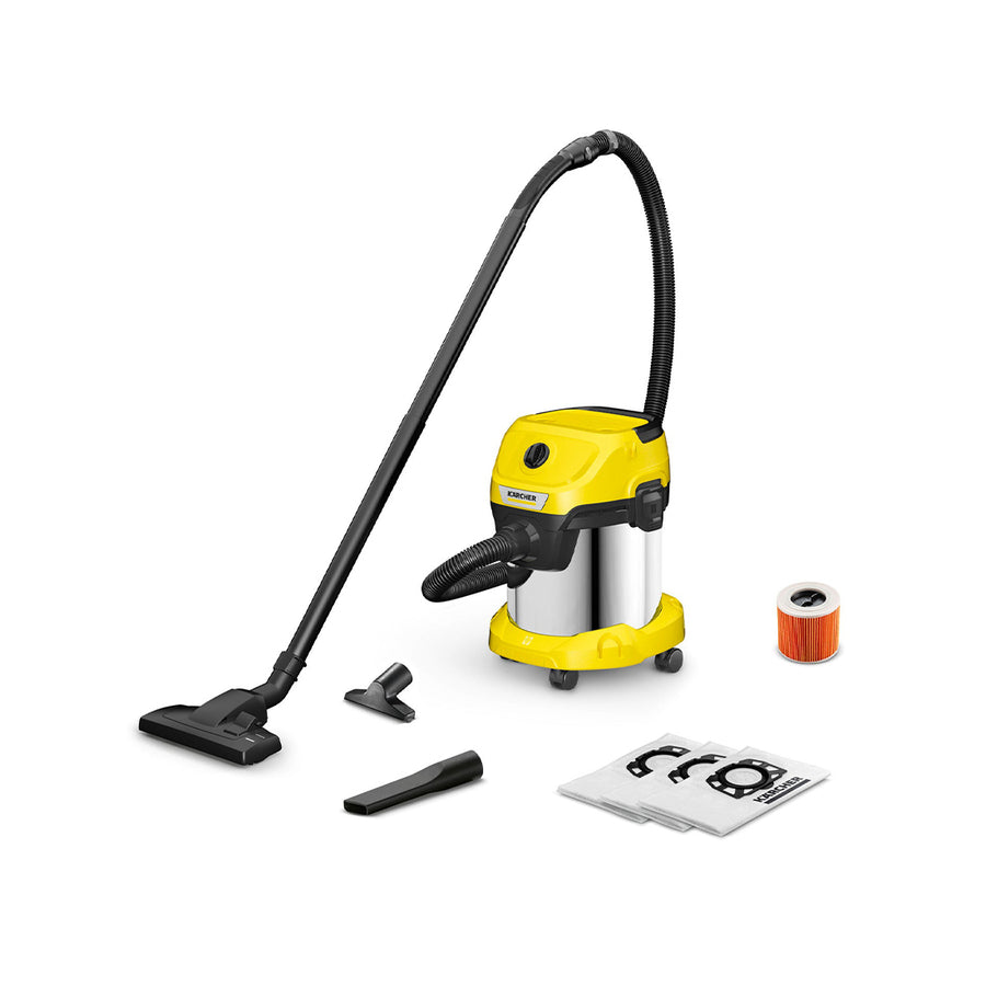 Karcher WD 3 S Wet and Dry Vacuum 17L Stainless Steel Tank 1000W 230W Suction