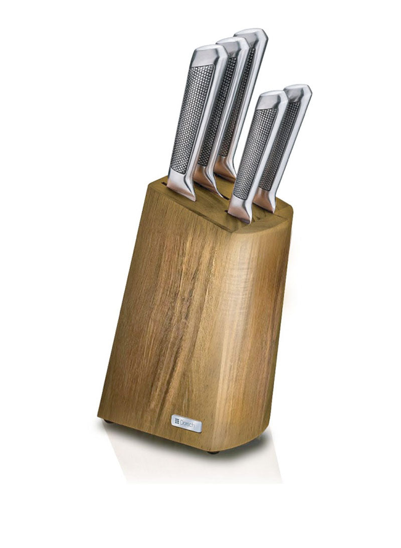 Dorsch 5Pcs Stainless Steel With Wood Knives Holder Set