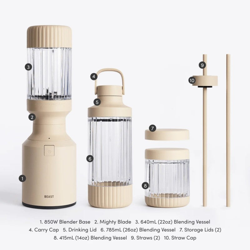 Beast Mighty 850 Plus Personal Blender 850W 3 Vessels Sand